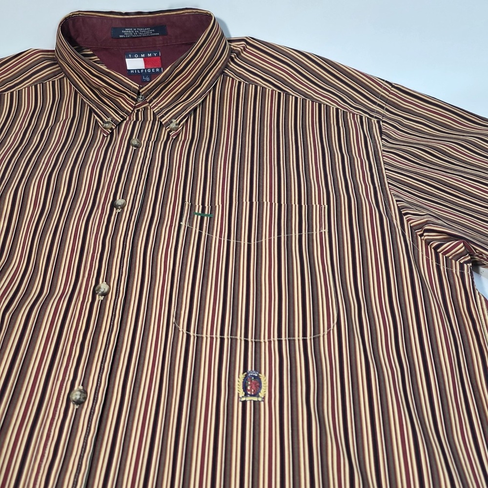 Vintage 90s Tommy Hilfiger Button Down Shirt Mens Large L Vertical Stripes